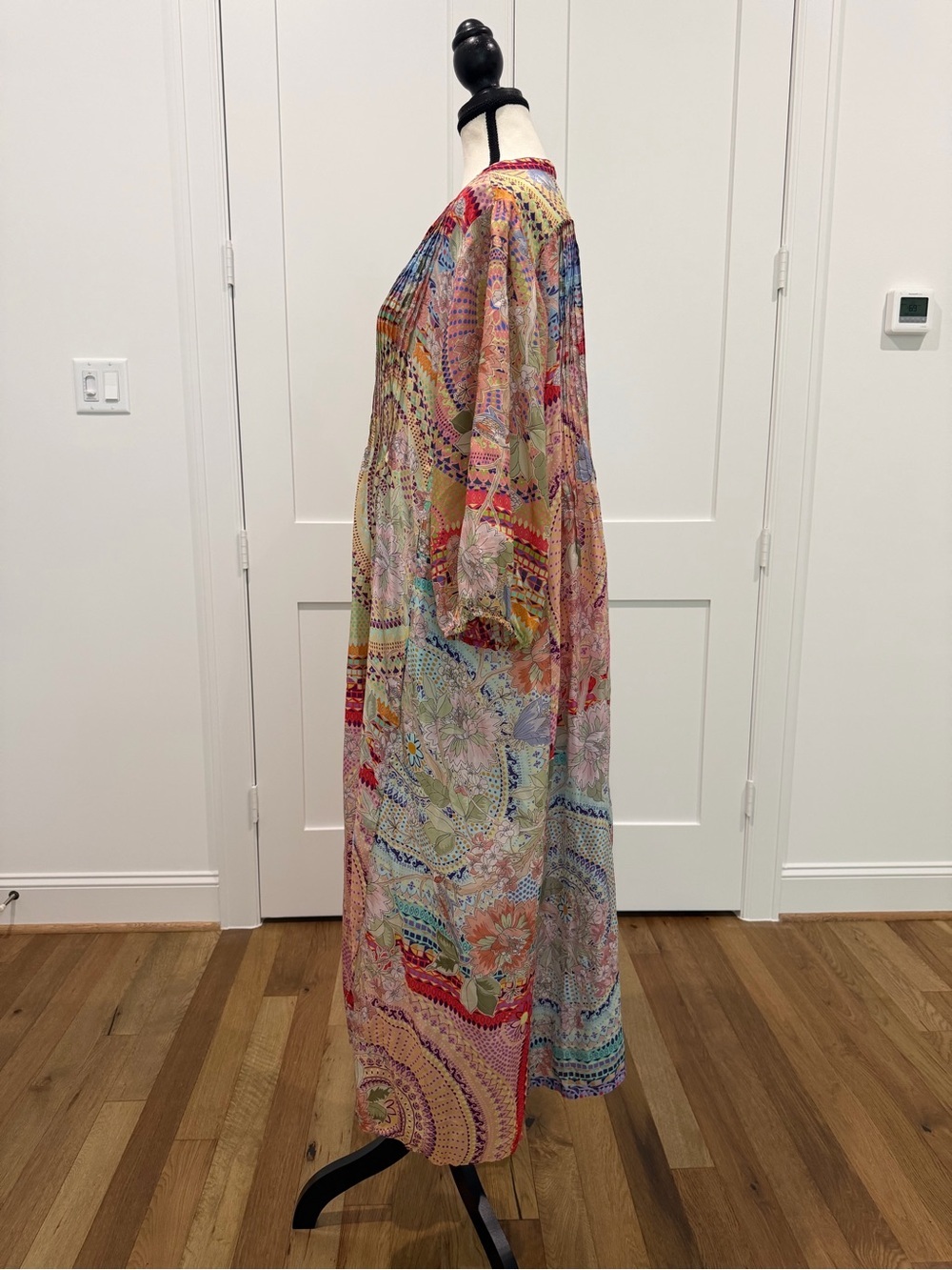 🌸 Johnny Was Britta Silk Mosaic Tile Maxi Dress XL - Picture 7 of 13